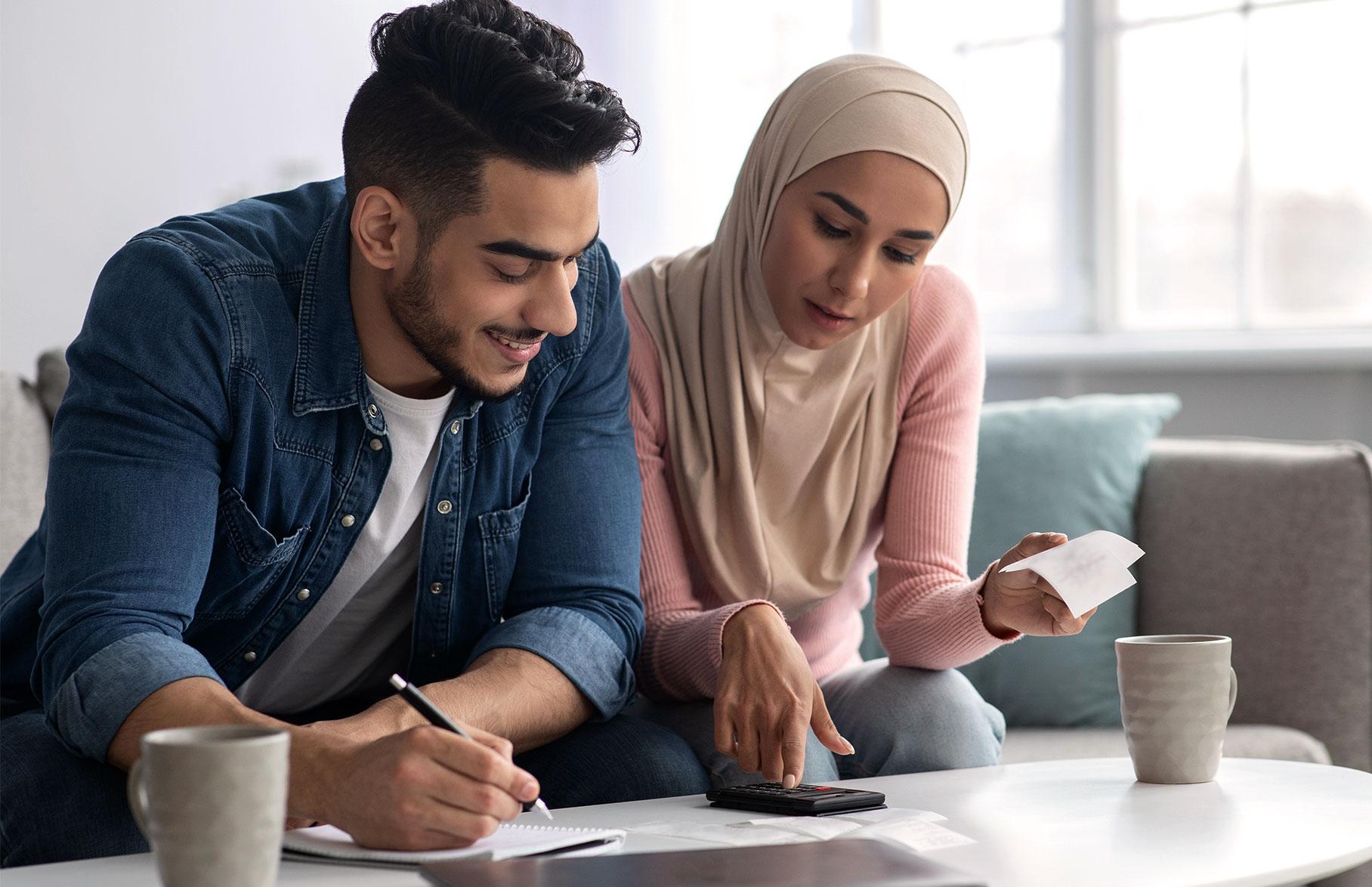 UK couple discussing Islamic finance