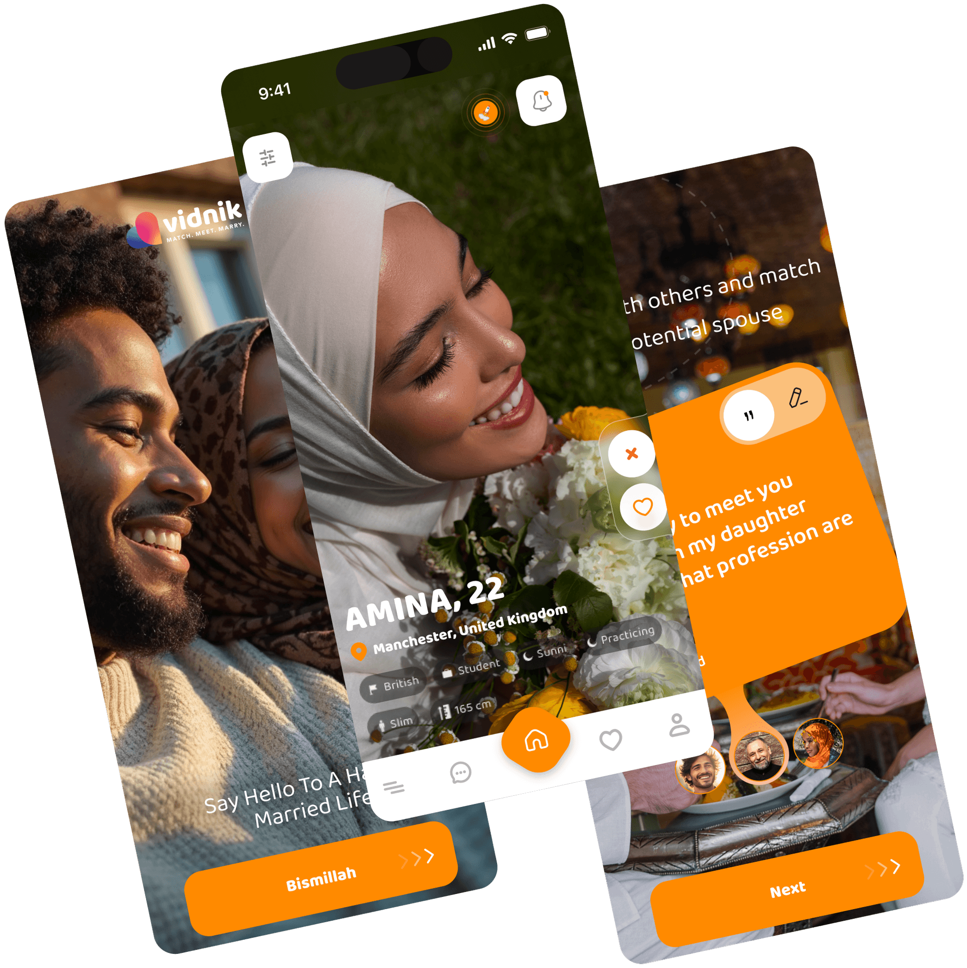 British Muslim profiles on the VIDNIK marriage app