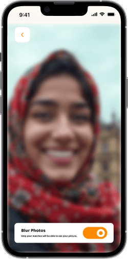 Blurred photo of a young woman in VIDNIK matrimony app profile.